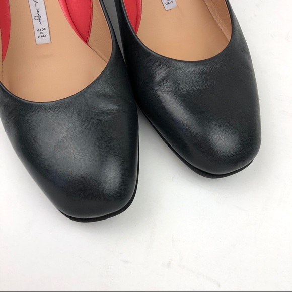 PAS DE ROUGE Leather Classic Low Block Heels - Picture 3 of 8